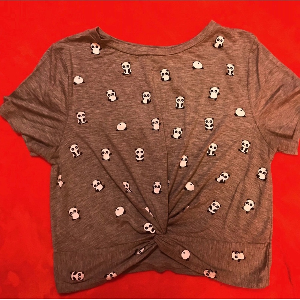 PANDA CROP SHIRT W/TIE